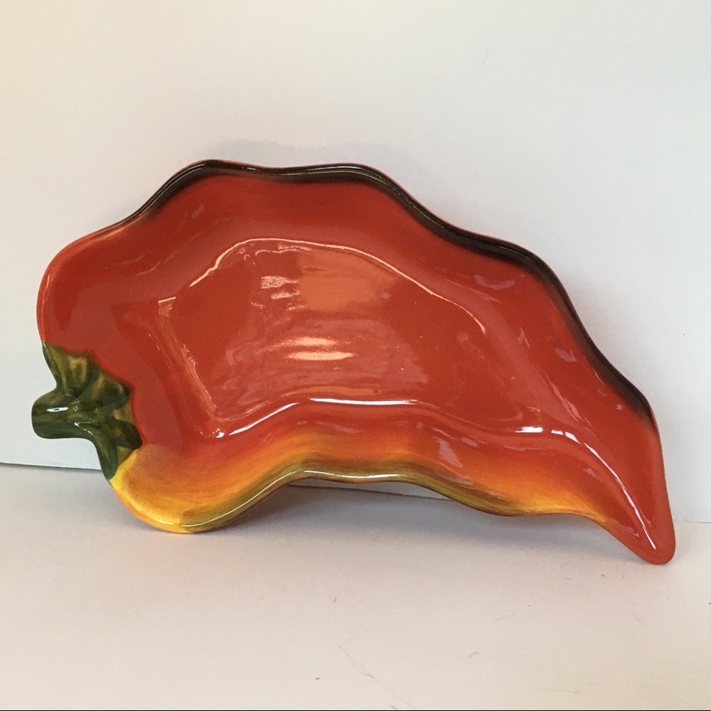 Clay Art chili pepper dip ceramic salsa ceramic red EUC